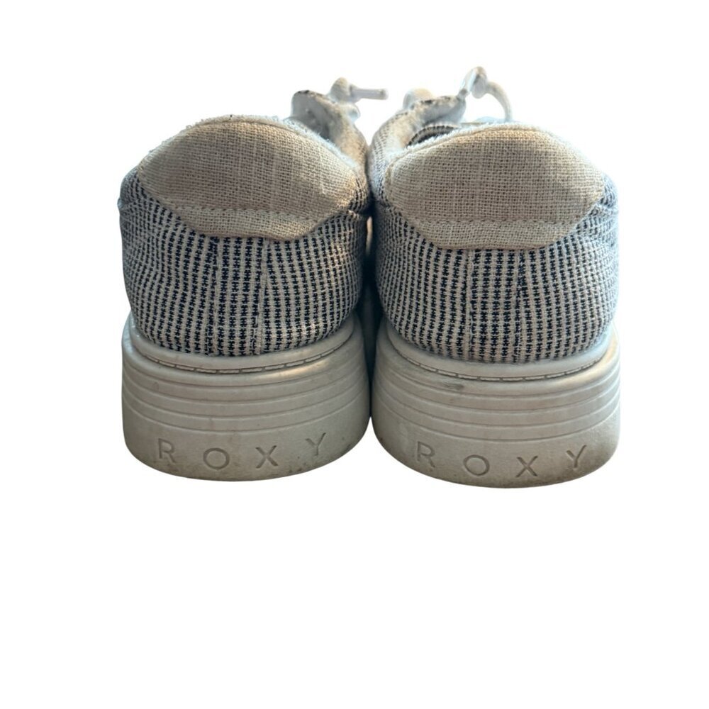 Roxy Womens Striped Canvas Lace-Up Sneakers Casual Style Size 9.5 White & Gray L - Picture 4 of 10